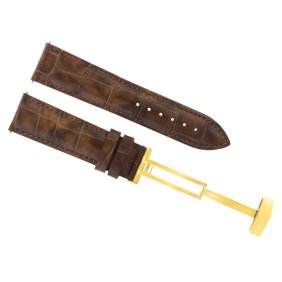 22MM LEATHER STRAP BAND DEPLOYMENT CLASP FOR CITIZEN ECODRIVE WATCH L/BROWN GOLD