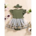 thumbnail image 3 of Newborn Baby Girl Lace Romper Dress 0 3 6 12 18 Months Short Sleeve Floral Ruffle Mesh Tutu Dress Cute Jumpsuits with Headband, 3 of 8