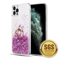 thumbnail image 2 of Waterfall Liquid Glitter Stand Case and Glass Screen Protector for iPhone 14 Pro Max - Pink Purple, 2 of 9