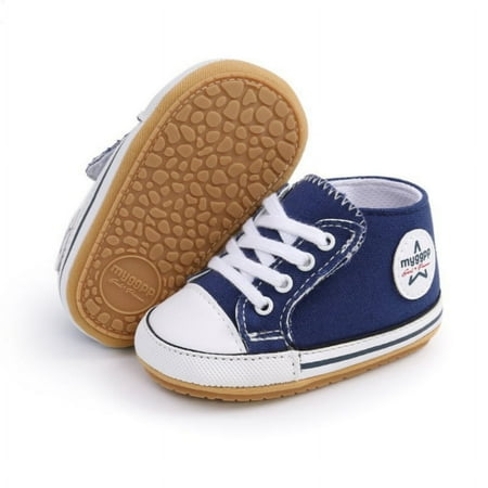 

Baby Boys Girls Canvas Shoes Soft Sole Sneakers High-Top Ankle Infant First Walkers Crib Shoes