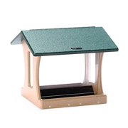 Birds Choice SN400 Hopper Feeder, Recycled Four-Sided Bird Feeder w/ Removable Seed Tray, 4 Gallon, Taupe/Green