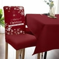 thumbnail image 2 of Chair Covers for Dining Room Set of 8,Merry Christmas Happy New Year Stretch Seat Protector Removable Washable Chairs Slipcovers for Kitchen Banquet Wedding Hotel,Snowflakes on Red, 2 of 6