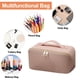 thumbnail image 5 of Bolsa de viaje para cosméticos de gran capacidad, bolsa de maquillaje, bolsa organizadora de maquillaje de cuero PU portátil e impermeable, 5 of 5