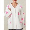thumbnail image 6 of Michellecmm  Women's Loose Knit Cardigan, Heart Embroidery Long Sleeve Sweater, 6 of 9