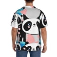 thumbnail image 3 of Rateoe Panda Cute Pink Hearts Pattern Men's Short Sleeve Classic Shirt, Casual Short-Sleeved Shirt, Lightweight Summer Shirt, Cuban Collar Shirt,Button-Front Shirt-XX-Large, 3 of 5