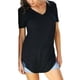 thumbnail image 1 of XXL Camiseta larga de mujer de punto de corte relajado, manga corta y cuello en V, 1 of 5