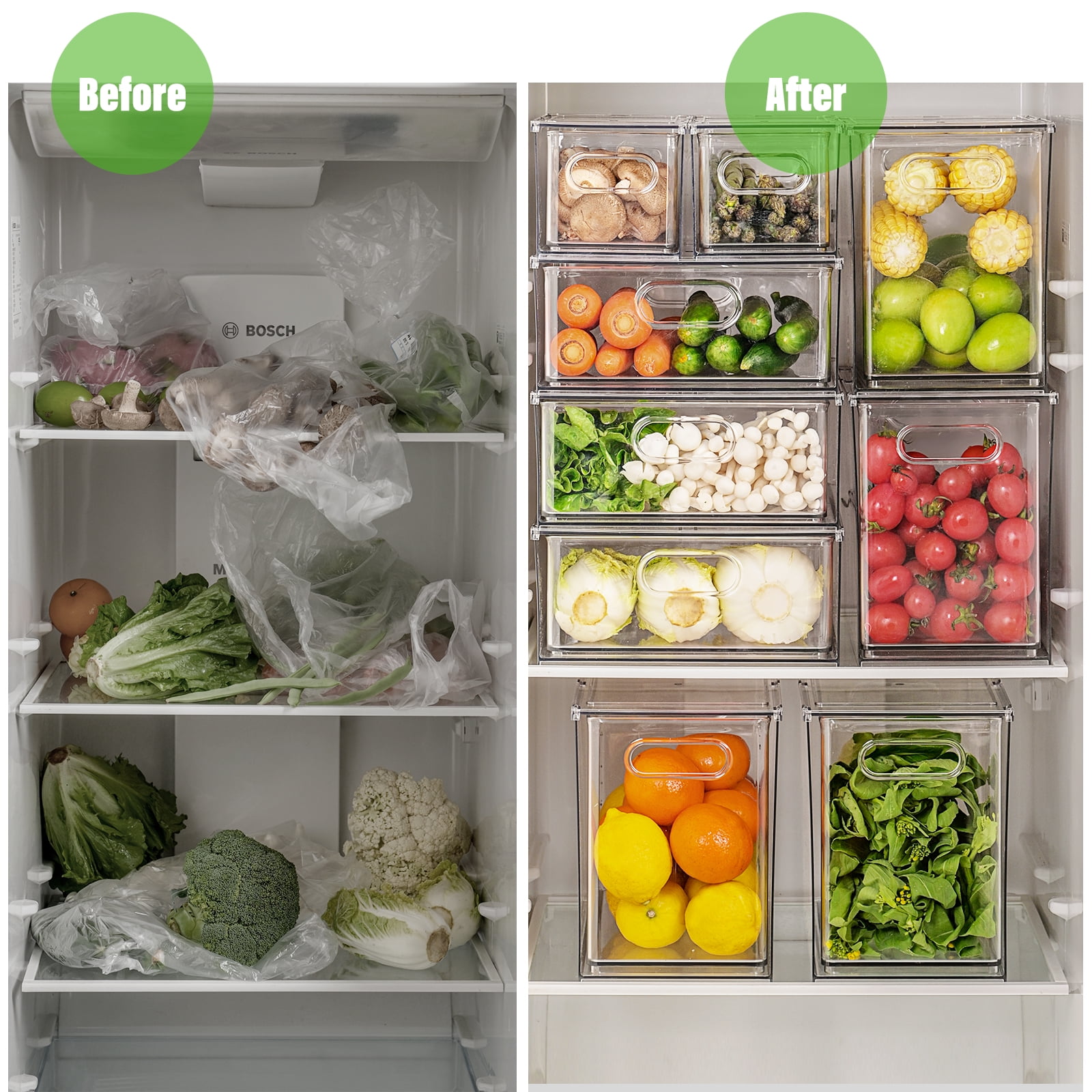 PDTO Stackable Refrigerator Organizer Bins Fridge Drawer Food Containers  with Handle – the best products in the Joom Geek online store