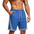 thumbnail image 5 of Mens Shorts Cargo Men's Basketball Shorts Summer Thin Breathable Loose Sports Pants -Dry Casual Solid Color Shorts Blue Xl, 5 of 6