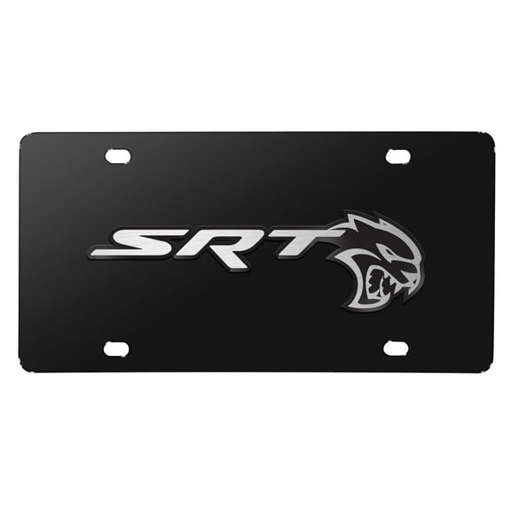 Dodge SRT Hellcat 3D Logo on Black Stainless Steel License Plate