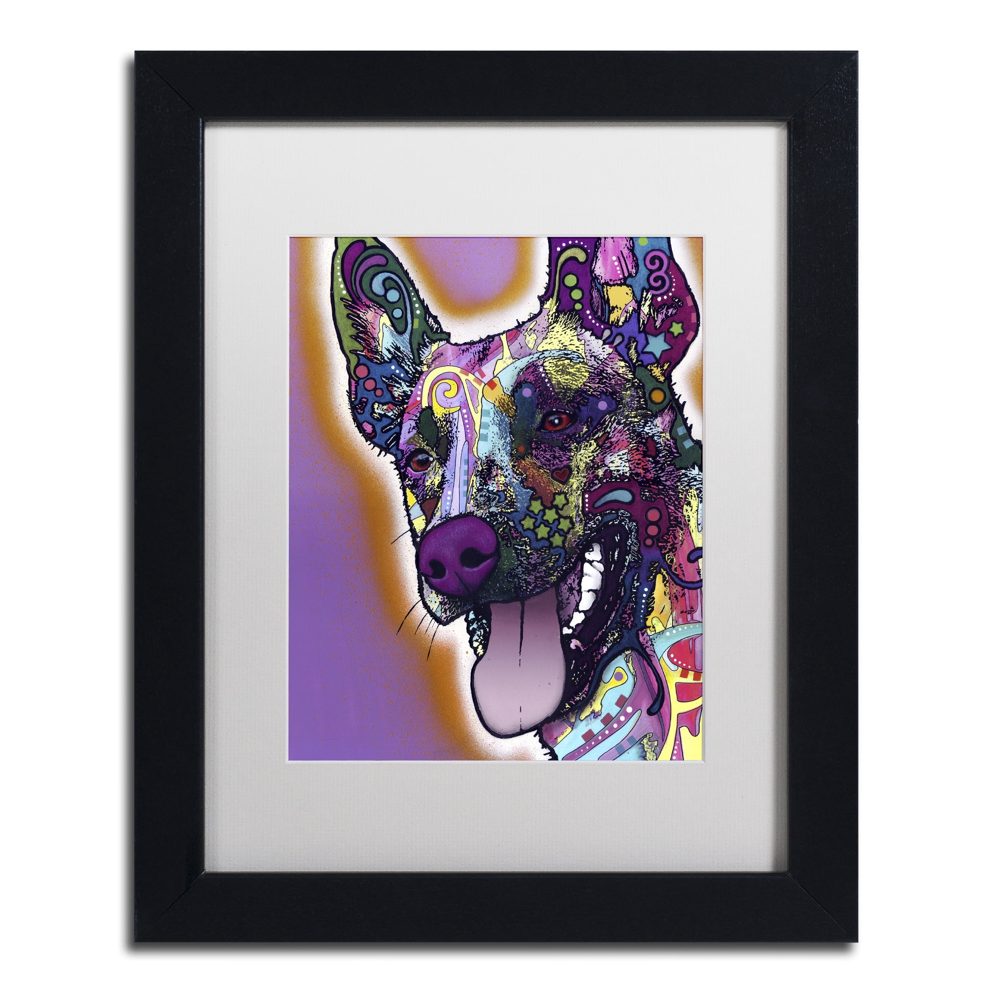Trademark Fine Art "Malinois" Canvas Art by Dean Russo, White Matte, Black Frame