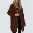 thumbnail image 3 of YUEJUIR Women's Zip Up Hoodies Oversized Fleece Long Tunic Sweatshirts Casual Long Sleeve 2024 Fall Hoodie Jacket Coat (Coffee,XXXXL), 3 of 4