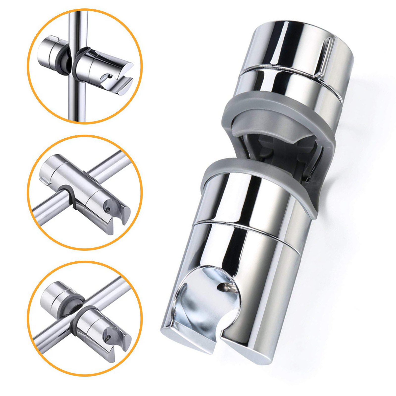 Shower Head Holder,Adjustable ABS Replacement Hand Shower Rail Head Slider  Clamp Bracket Fits 18mm - 25mm Pole, Chrome Plated,by TWSOUL - Walmart.com