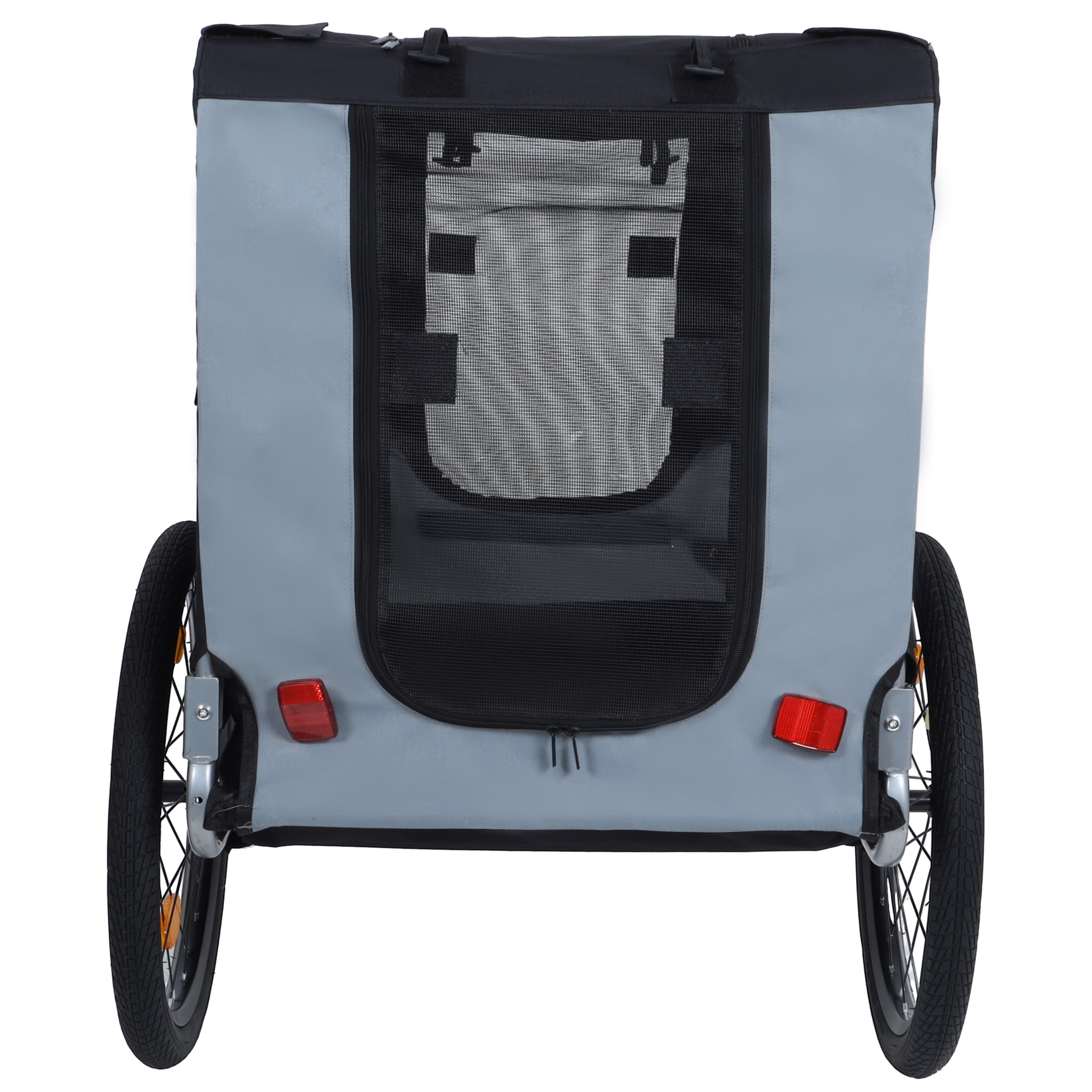 Folding Dog Bike Trailer, 66LB Capacity All-Terrain Pet Carrier with Durable Steel Frame, Multi-Entry Mesh Ventilated Design, Universal Hitch for Cycling Jogging Camping Outdoor