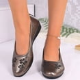 thumbnail image 5 of HTHLVMD Perforated Wedge Shoes, Cut-Out Comfort Footwear, Women's Ballet Flats Business Office Work Dress Shoes Low Wedge Round Toe Slip-Ons Comfortable Dressy Casual Flats for Women, Gray 9, 5 of 7