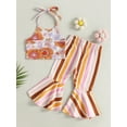 thumbnail image 4 of Coduop Toddler Baby Girls Sleeveless Floral Sling Crop Top and Flared Long Pants Outfit Set, 4 of 8