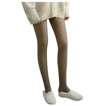 

KDDYLITQ Women s Warm Thick Velvet Thermal Tights Fleece Lined Stretchy Fall Winter Leggings Gray One Size