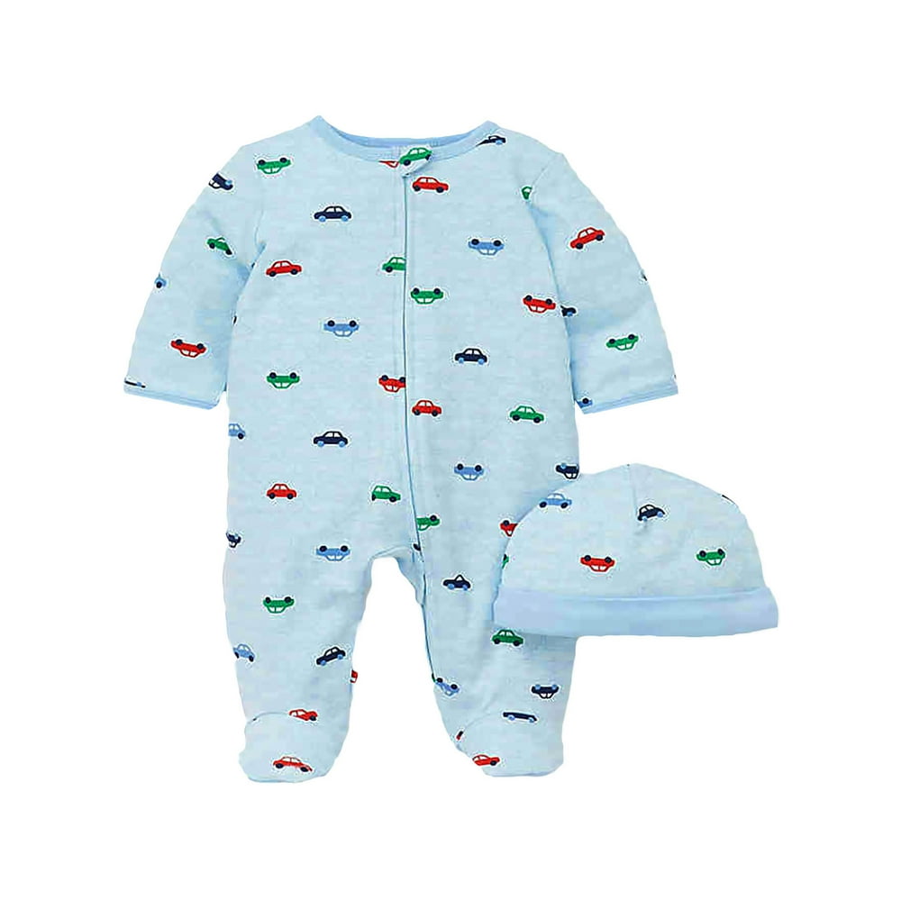 Baby Sleepers Cars Blue OnePiece Zipper Footie Pajamas for Boys