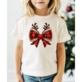 thumbnail image 5 of Red and Black Check Christmas Bow Shirt for Women Teens and Kids Reindeer Antlers Tee Natural Shirt 18 Months, 5 of 5