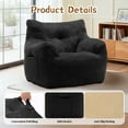 thumbnail image 4 of YSICK Small Bean Bag Chair for Adults and Kids,Memory Foam Bean Bag Sofa with Armrests & Pockets，Beanbag Lounge Lazy Floor Sofa for Living Room, Bedroom,Black, 4 of 7