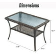 thumbnail image 2 of Gymojoy Outdoor Rectangular PE Wicker 38 in. Outdoor Coffee Table With Storage Glass Top Wicker Table for Balcony Porch Deck,Brown, 2 of 5
