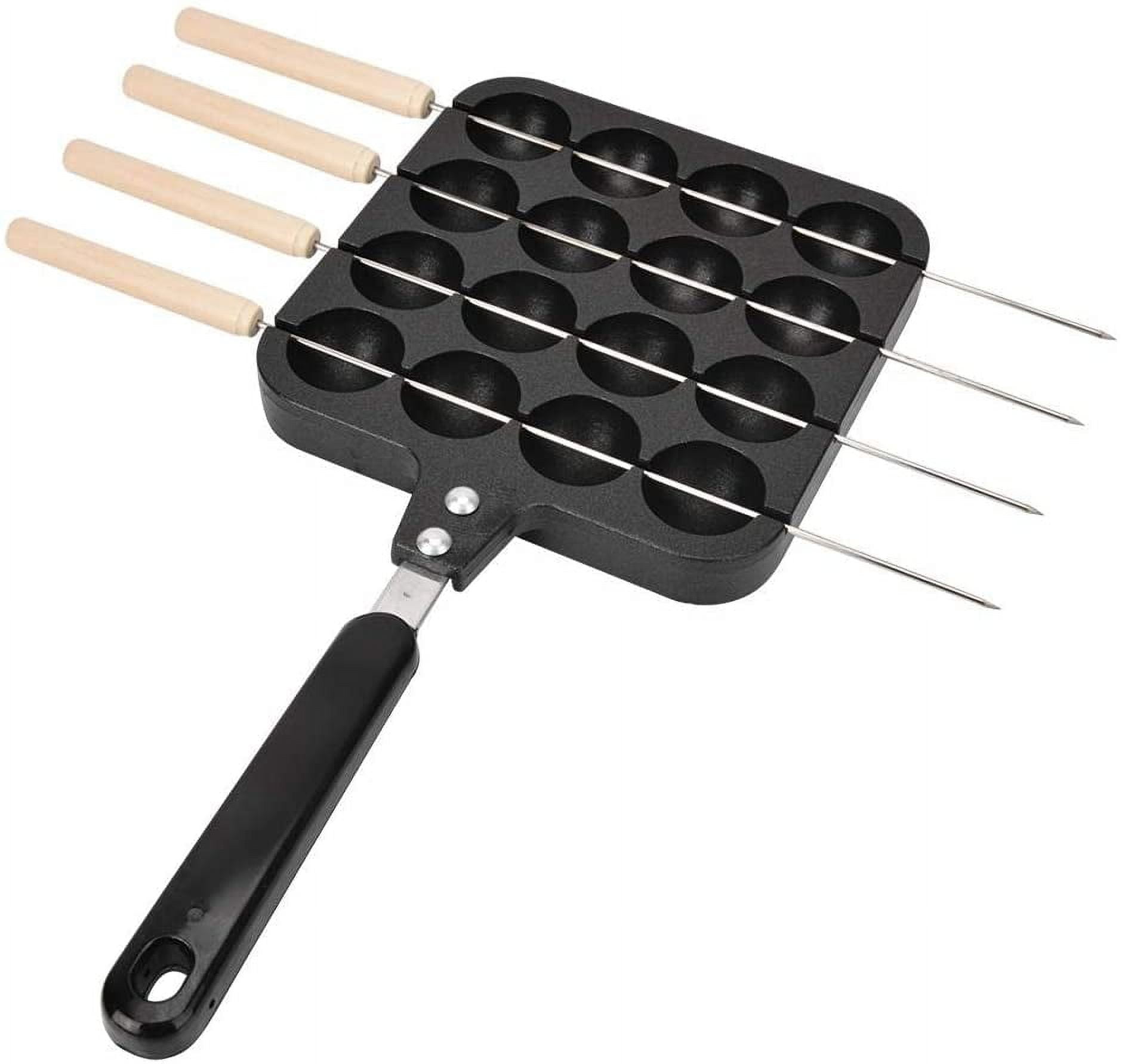 Takoyaki Grill Pan，Takoyaki Pan with Handle Takoyaki Grill Pan Non-Stick Takoyaki Grill Pan Plate Baking Pan Tray Octopus Pellets Mold Takoyaki Pan 16 Holes，4 Baking Needles