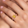 thumbnail image 4 of Gem Stone King 18K Rose Gold Plated Silver Yellow Citrine and White Lab Grown Diamond 3 Stone Engagement Ring for Women | 1.38 Cttw | Oval 8X6MM | Round 2MM | Gemstone November Birthstone | Size 5, 4 of 6