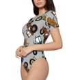 thumbnail image 2 of Daiia Color Tractor print Women's Crew Neck Short Sleeve Bodysuit Fashion Tops Fit Casual Basic Extender Bodysuit-Small, 2 of 9