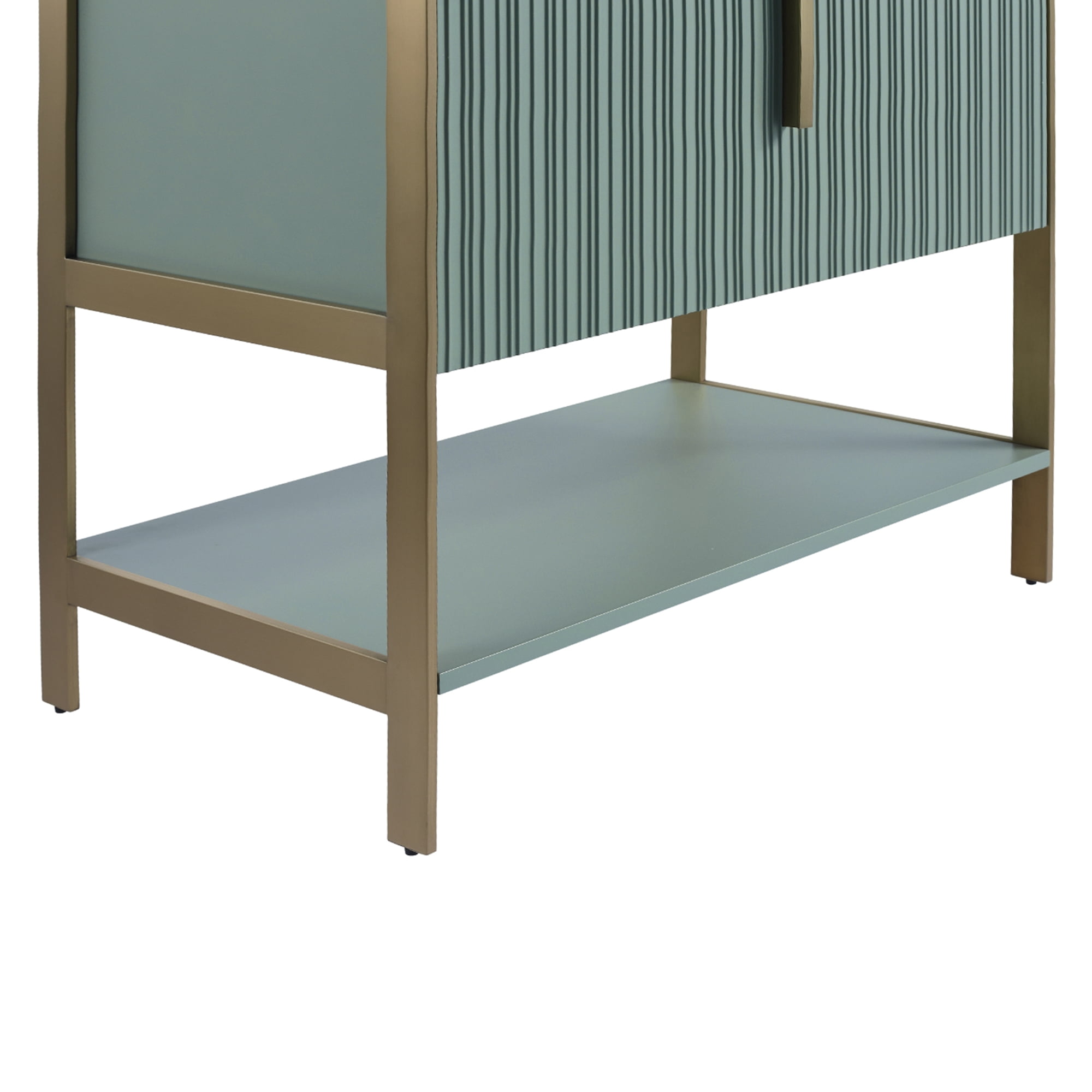 Fine Fixtures Serenity 30 in. W x 18 in. D x 33.5 in. H Bathroom Vanity in Mint Green with White Gel Coated Thick Edge Top with Satin Brass Hardware