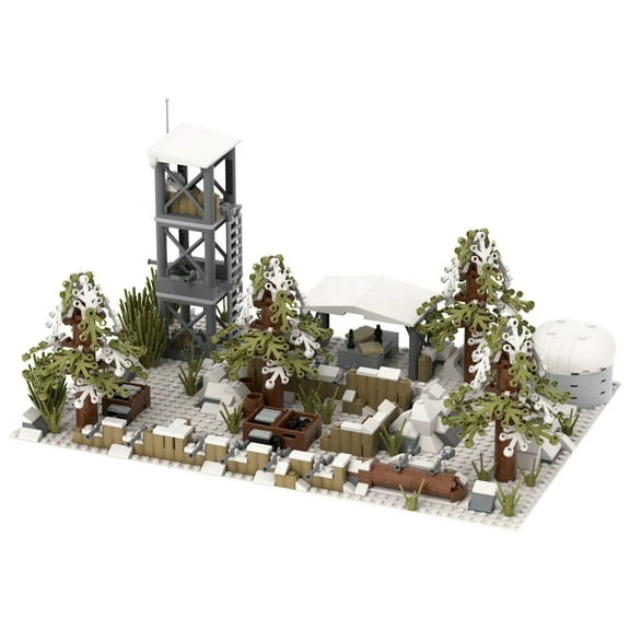 General Jim’s Toys & Bricks Winter Military Base Scene, Modular 6-in-1 Set – Diorama Model