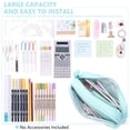 thumbnail image 4 of Rirool Large Capacity Pencil Case with Initial Letter, Expandable Pencil Pouch with Zipper, Cute Aesthetic Pen Bag for School Supplies, Kids Teen Girls Adults Green, 4 of 7