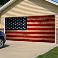 thumbnail image 5 of American Flag Garage Door Cover Banner 6 x 13 FT, Blue Red USA Flag Vintage Wooden Garage Door Curtains Backdrop with Grommets for Indoor Outdoor Wall Party Porch Yard Decorations Background, 5 of 9