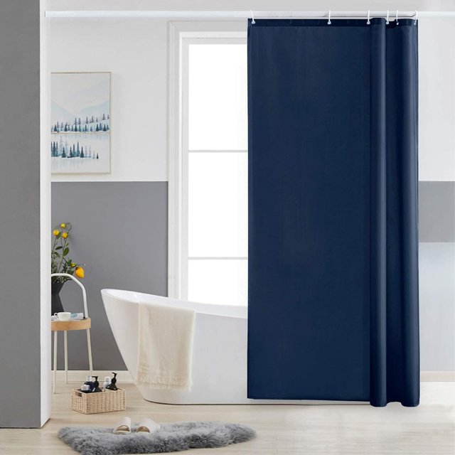 Cortina de ducha extra larga para baño, cortina de baño textil antimoho para bañera y ducha, cortina fabricada en tejido antibacteriano lavable, con 12 ganchos extra grande color blanco