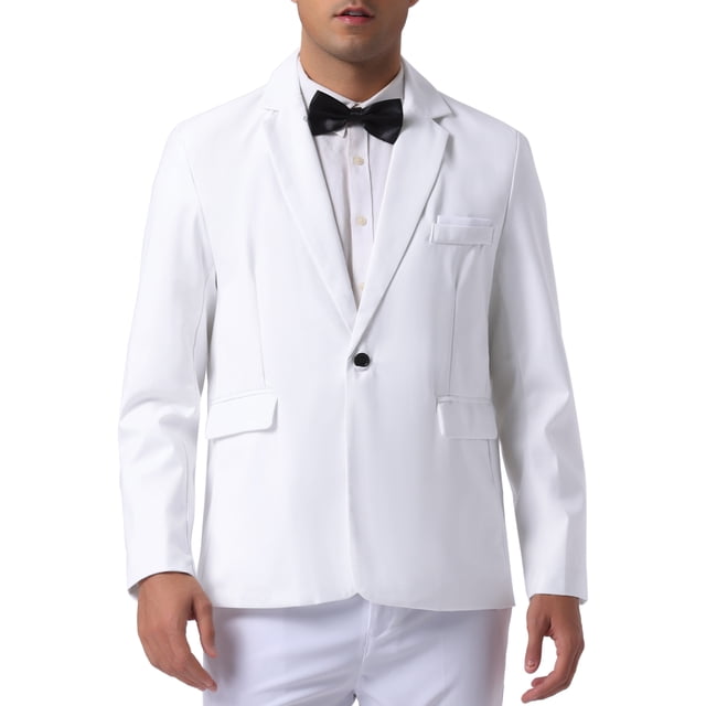 BLAZER FORMAL DE UN SOLO BOTóN PARA HOMBRE INSPIRE CHIC, AJUSTE REGULAR, SOLAPA DE M, BLANCO