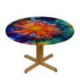 thumbnail image 3 of HAOXIT Tie Dye Round Fitted Tablecloth,, Elastic Edge, Suitable for Kitchen Party Picnic, Fit for Round Table 54-58, 3 of 8