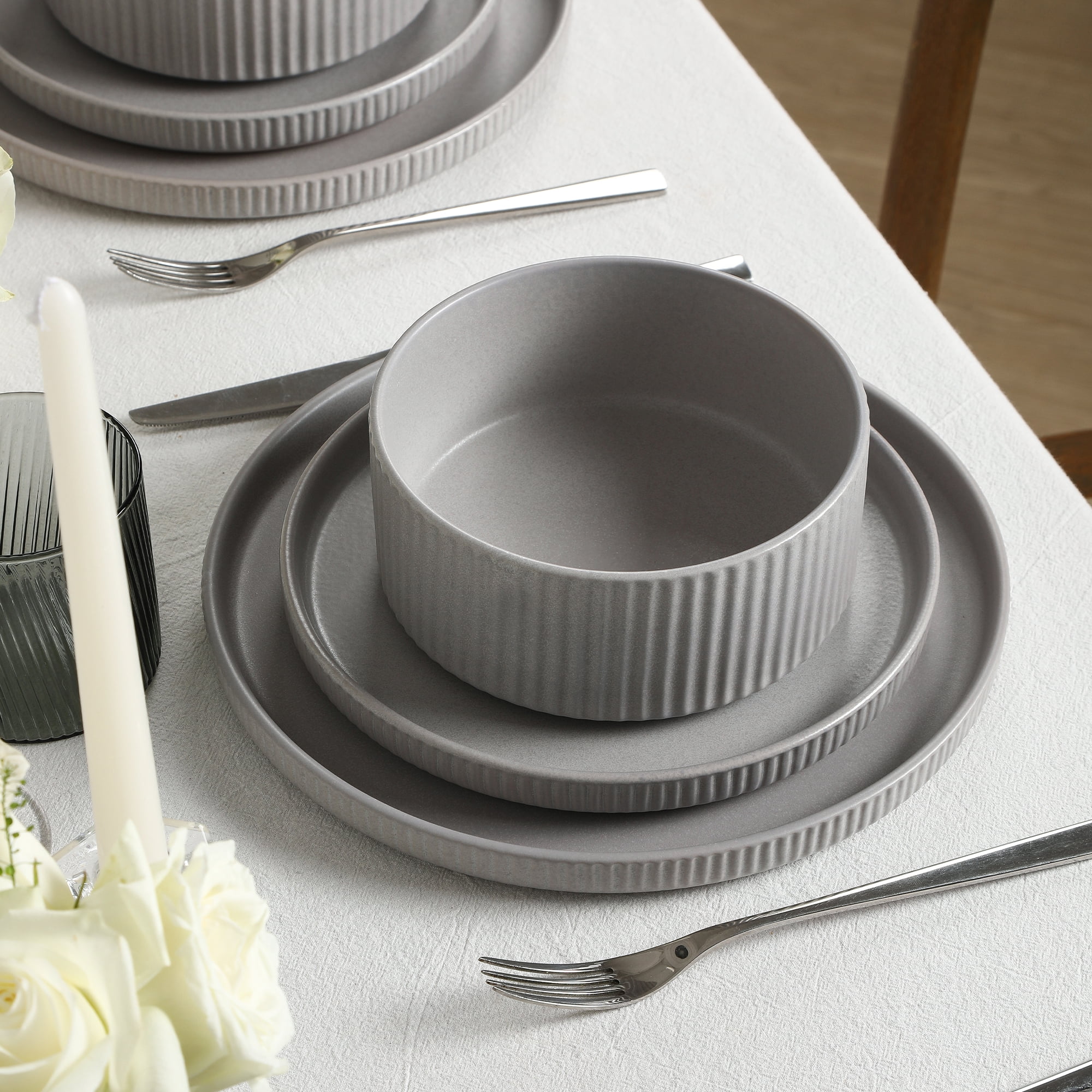 Stone Lain Haven 16-Piece Dinnerware Set Stoneware, Grey