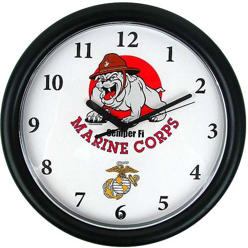 Trademark Deluxe Chiming US Marines Clock, Bull Dog Mascot