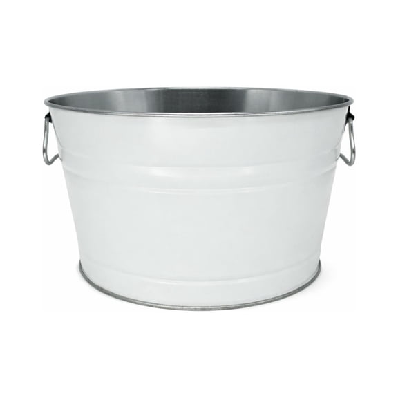 Large White Party Tub, Metal, 14.5 Inch, by Behrens