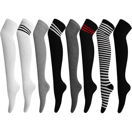 8 Pairs Thigh High Socks Knee High Socks Thigh High Stockings for Women