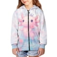 thumbnail image 3 of Chririnla Pink Rose Cartoon Axolotl Kids Sporty Jacket Zip Up Hooded Long Sleeve with Pockets Lightweight Athletic Top Youth Size 10-12, 3 of 7