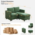 thumbnail image 4 of Modular Sectional Loveseat Sofa with Storage, Comfy Office L Shaped Sofa Couch, Chenille Love Seat Modular Sectional Couch with Movable Ottoman for Living Room, Bedroom,Dark Green, 4 of 6