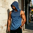 thumbnail image 6 of Men's Sleeveless Gradient Hoodie Tank, Muscle Fit Pullover Workout Vest with Pocket - Breathable Quick-Dry Athletic Shirt for Summer Gym & Bodybuilding Green XXL, 6 of 8