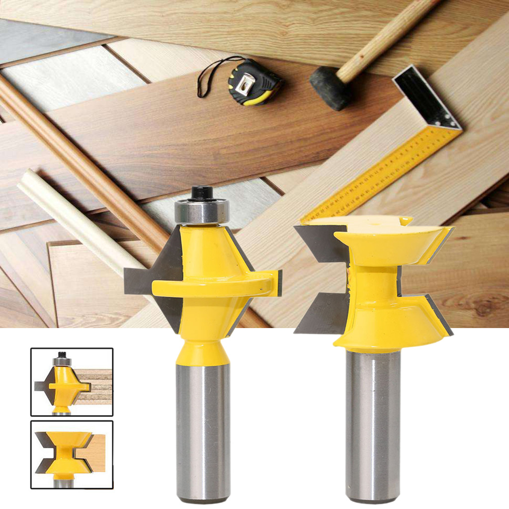2x Router Bit Shank Joinery Milling Cutter Mortise Tenon Lock Miter Router Bit Stock Woodworking End Mill