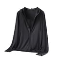 thumbnail image 2 of longantii Women's UPF 50+ Tops Comfy UV Protection Long Sleeve Tees Classic Fit Hiking Cover Ups Quick Dry Zip Up Summer Clothing with Drawstring Black 3XL, 2 of 6