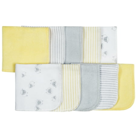 Baby Assorted Terry Washcloths, Lamb, 10 Pack