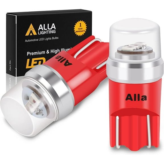 Alla Lighting Mini T10 168/194 LED Bulbs Advanced 12V License Plate Lights,Interior Lights,Map Lights,Dome Lights,Trunk Light Cargo Lights,Step Lights W5W 2825 175 158 for Auto Cars, Trucks (Pure Red)