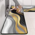 thumbnail image 2 of Kitchen Rugs Sets Of 2,Black White Gold Wave Marble Anti Fatigue Kitchen Mat Rugs Non Slip Washable,Decorative Kitchen Floor Mats for Kitchen,Sink,Laundry,17"x47"+17"x47", 2 of 5