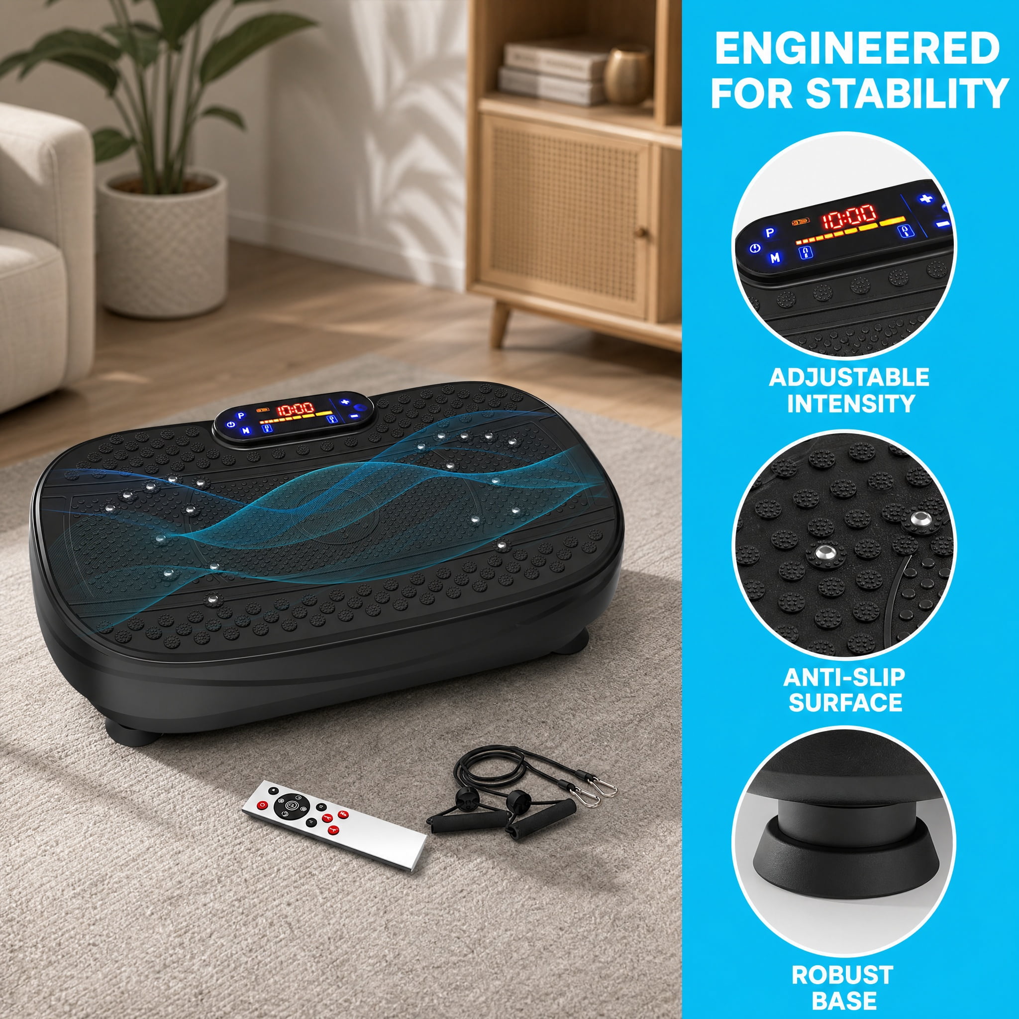 Vibration Plate Exercise Machine, Whole Body Vibration Fitness Platform with Adjustable Speed, Compact Home Gym Workout Machine