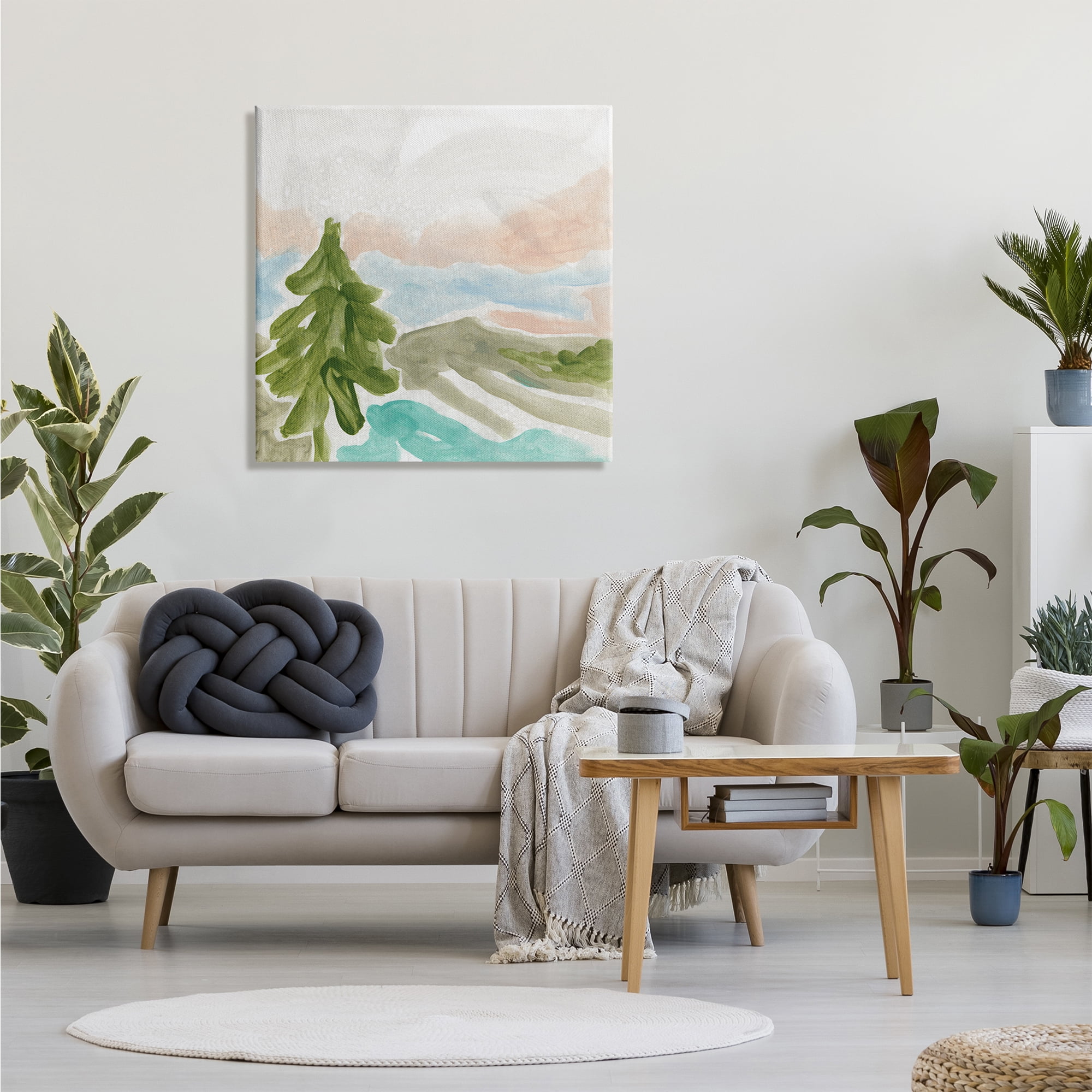 Stupell Industries Tree Forest Landscape Abstract Lake Mountain Range, 30 x 30, Designed by June Erica Vess
