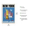 thumbnail image 2 of New York - Allegheny Airlines - Vintage Airline Travel Poster c.1955 - 8 x 12 inch Vintage Wood Art Sign, 2 of 4