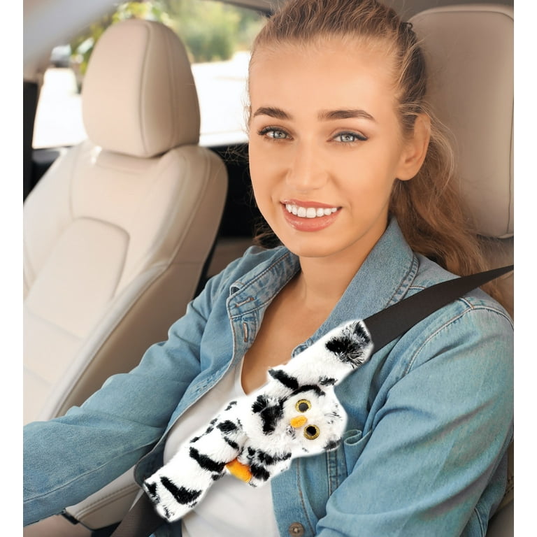 DolliBu Owl Plush Car Seatbelt Cover Soft Fluffy Plush Cushion